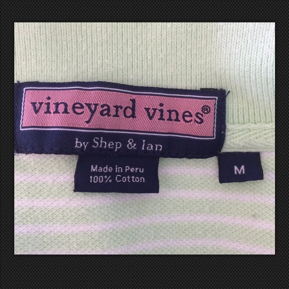 VINEYARD VINES Shirt Polo Preppy Striped Top Knit Green White - Picture 8 of 9